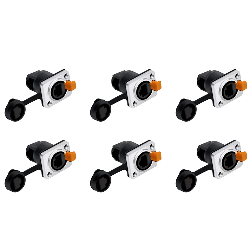 

【Last-Chance!】6X RJ45 Waterproof Network Connector 8P8C Female Panel Mount Sockets RJ45 Ethernet Connector(Style 4)