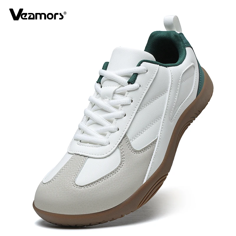 

Fashion PU Leather Casual Sneakers Wide Toe Running Sports Shoes Men Women Minimalist Walking Shoes Elastic Tennis Trainers