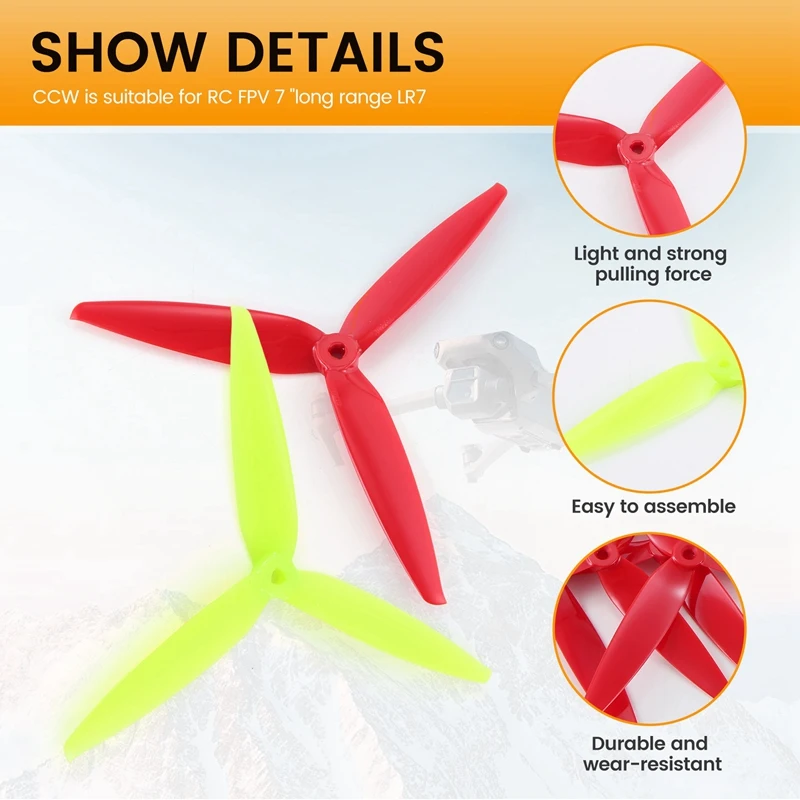 4 Packs 7040 7X4X3-Blade Pc Propeller Cw Ccw Voor Rc Fpv Freestyle 7Inch Long Range Lr7 Drones Diy Onderdelen