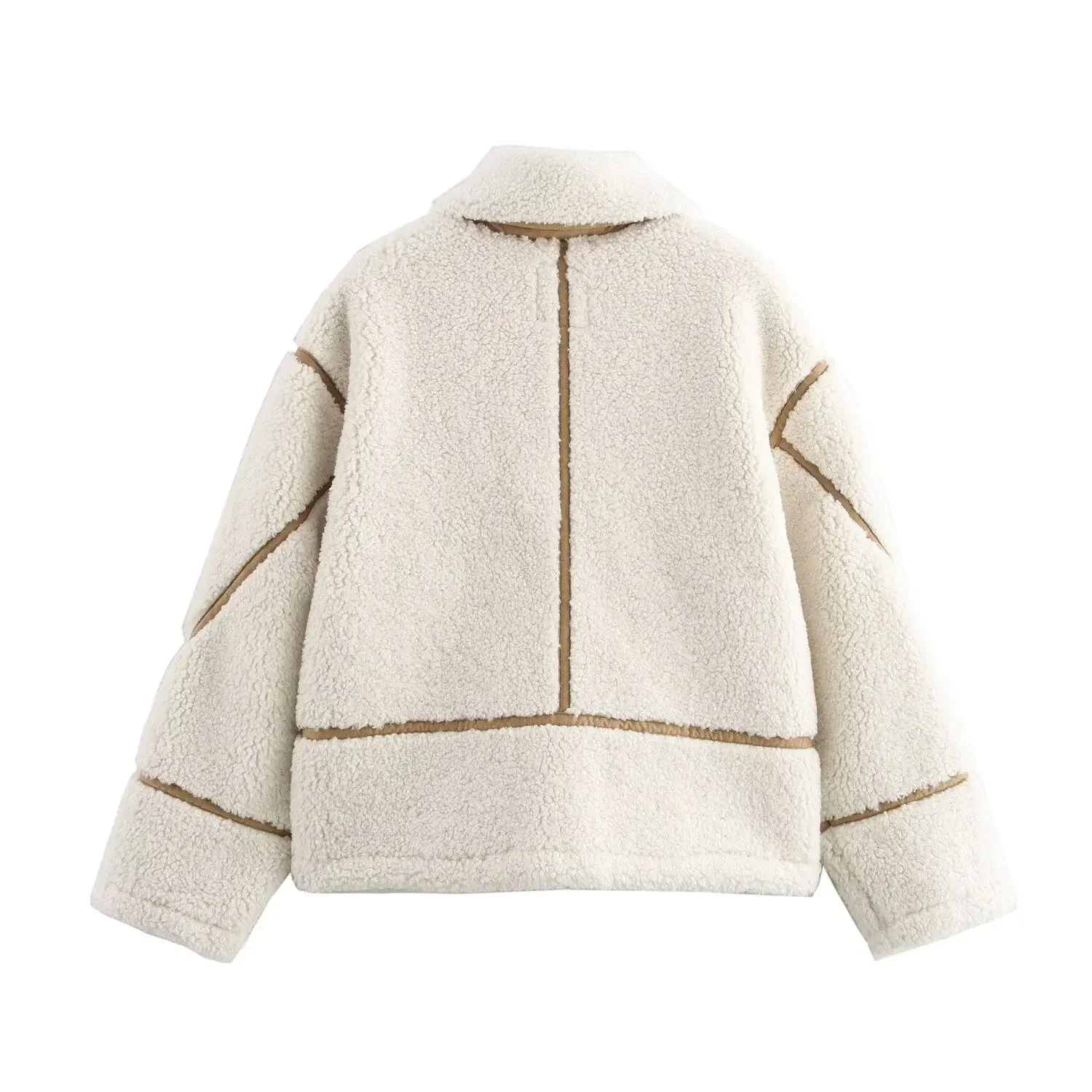 Winter Women Thick Oversize Teddy Coat Female Zipper Warm Beige Overcoat