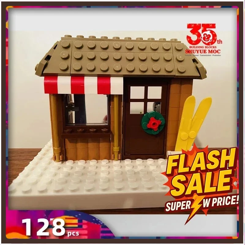 

Christmas Village Building Bricks Set – Vacation House, Xmas Train & Post Office DIY Assembly Toys Christmas Gifts