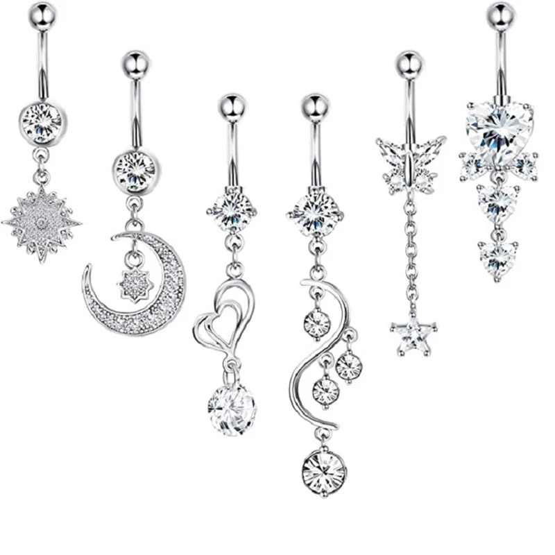 5-20PCS Cute Dangle Belly Ring Pack 14G Navel Piercing Bulk Sexy Belly Ring Set Belly Button Ring Lot Pircing Ombligo Jewelry