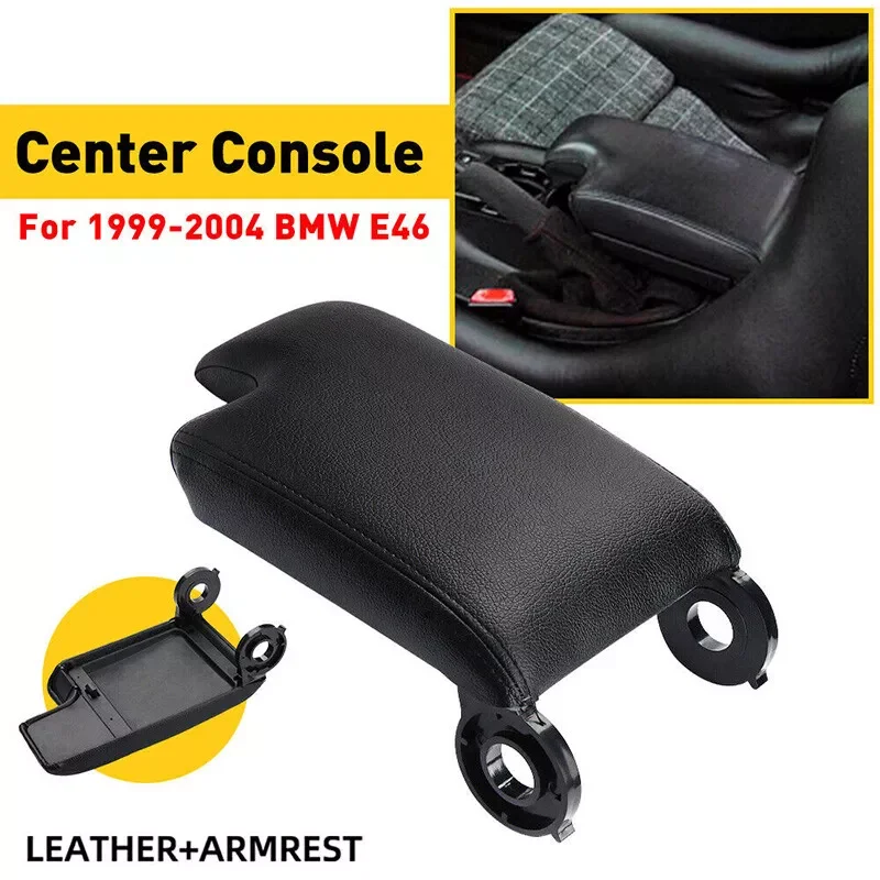 Center Console Lid Armrest Arm Rest Cover For BMW E46 3 Series 1999 2000 2001 2002 2003 2004 Black