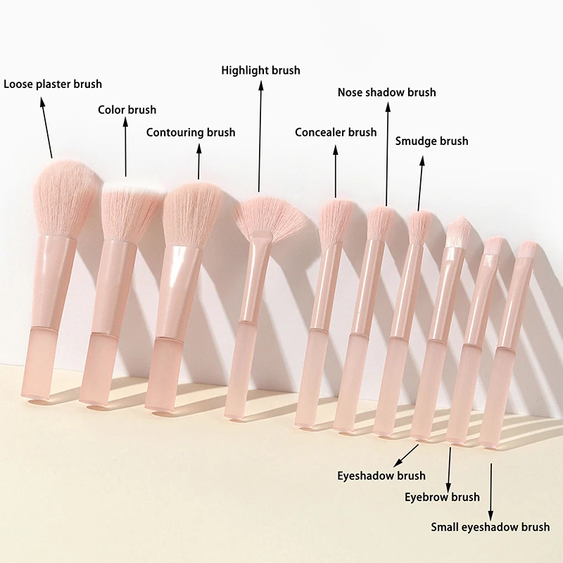 10 قطعة فرشاة ماكياج زهر الكرز الصغيرة ماكياج الوجه فرشاة للمكياج المخفي الأساس عينيه فرشاة مجموعة فرشاة ماكياج السفر
