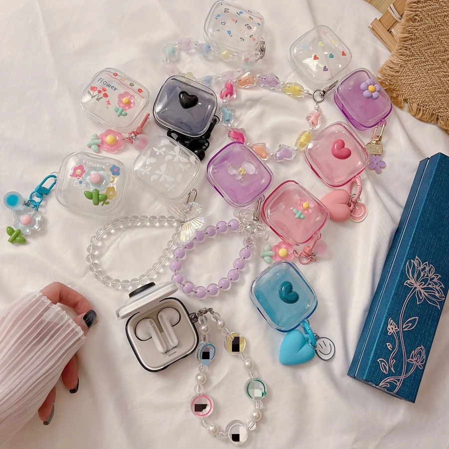 حافظة سيليكون شفافة لبراعم redmi 6 النشطة ، لطيف ، الكرتون ، سلسلة المفاتيح ، الموضة