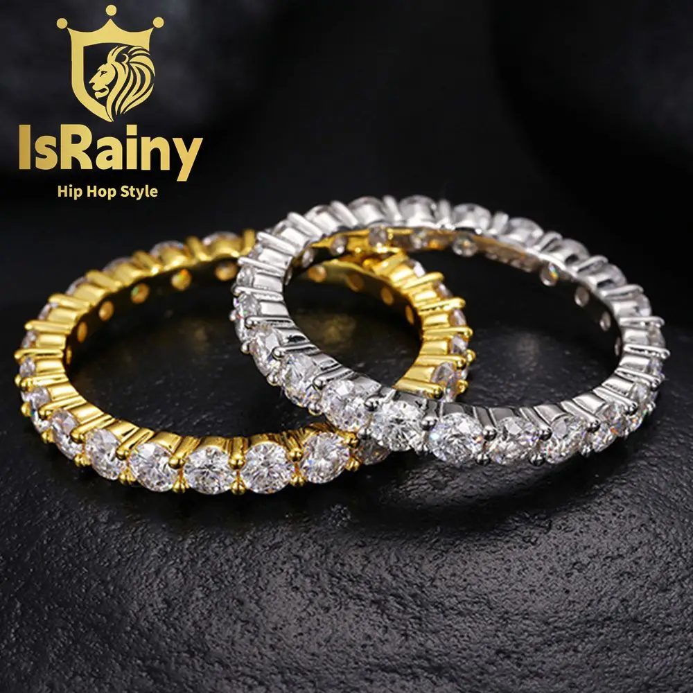 

IsRainy Hip Hop Rock 100% 925 Sterling Silver VVS1 D Color Real GRA Moissanite Diamonds Luxury Ring Band Fine Jewelry Pass Test