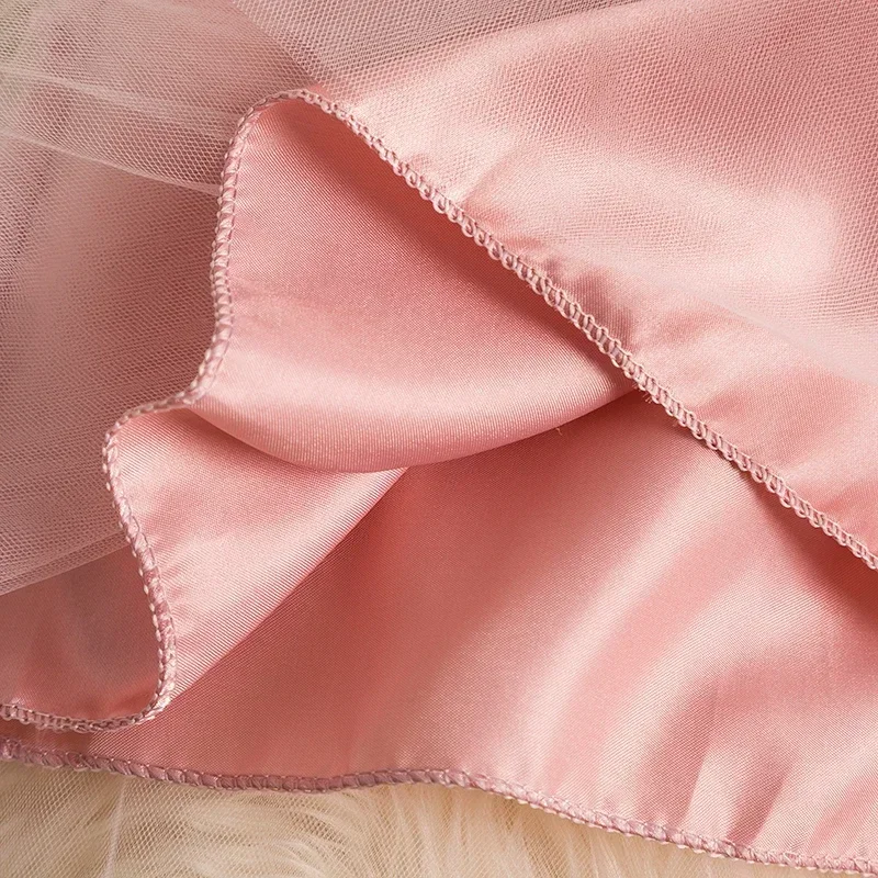 Summer Princess Infant Baby Girls Dress Ruffles Sleeves Solid Pearl Tulle Party Lace Patchwork Back Bowknot Tutu Dress 1-5 Years