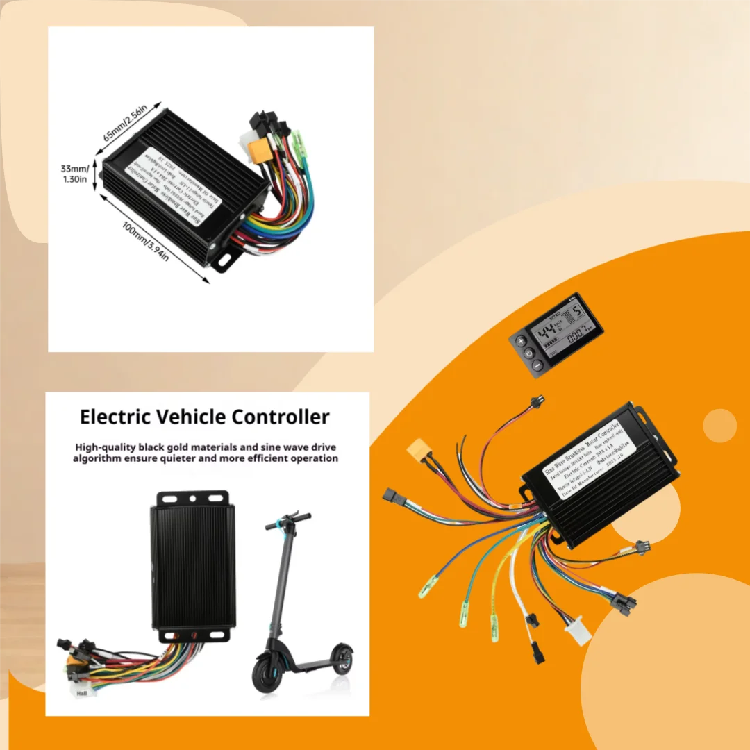 

DC36V/DC48V 350W-500W Brushless Motor Controller Electric Bike 20A Black Aluminum Alloy Sine Wave DC Electric Motor Controller