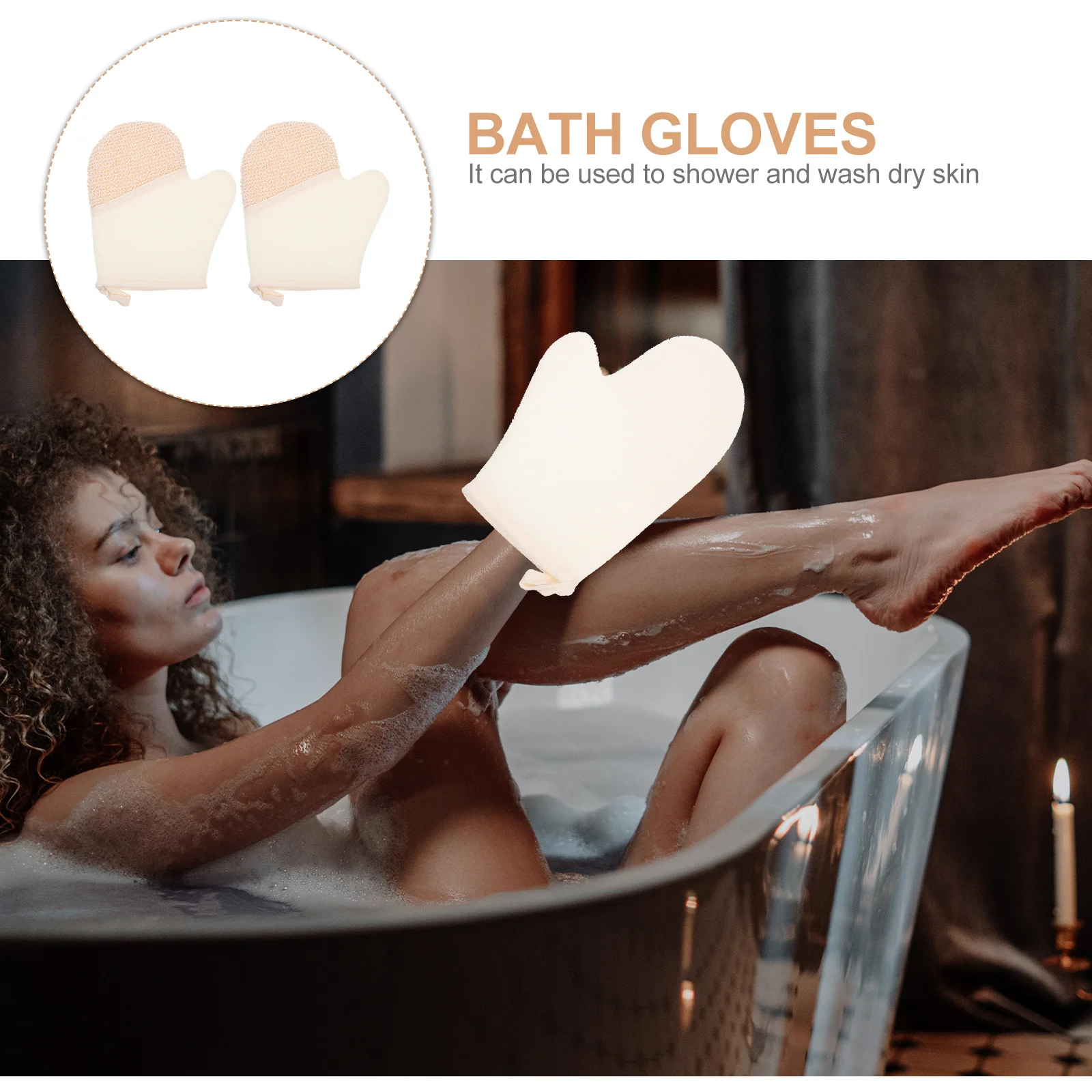 2pcs Flax Dual-Side Exfoliating Bath Gloves Portable Compact Scrubber For Household Shower Body Washing Durable Reinforced Edge