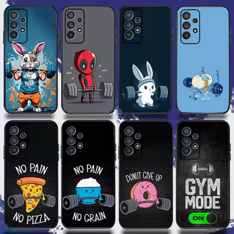 Gym Fitness Bodybuilding Phone Case For Samsung S24,S21,S22,S23,S30,Ultra,S20,Plus,Fe,Lite,Note,10,9,5G Black Soft Cover