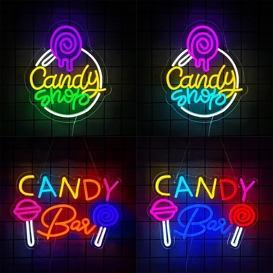 

Светодиодные неоновые вывески Candy Shop, пищевые значки, вечеринки Candy Paradise, супермаркеты, клубы, бары, декор витрины магазина, подарки на Хэллоуин.