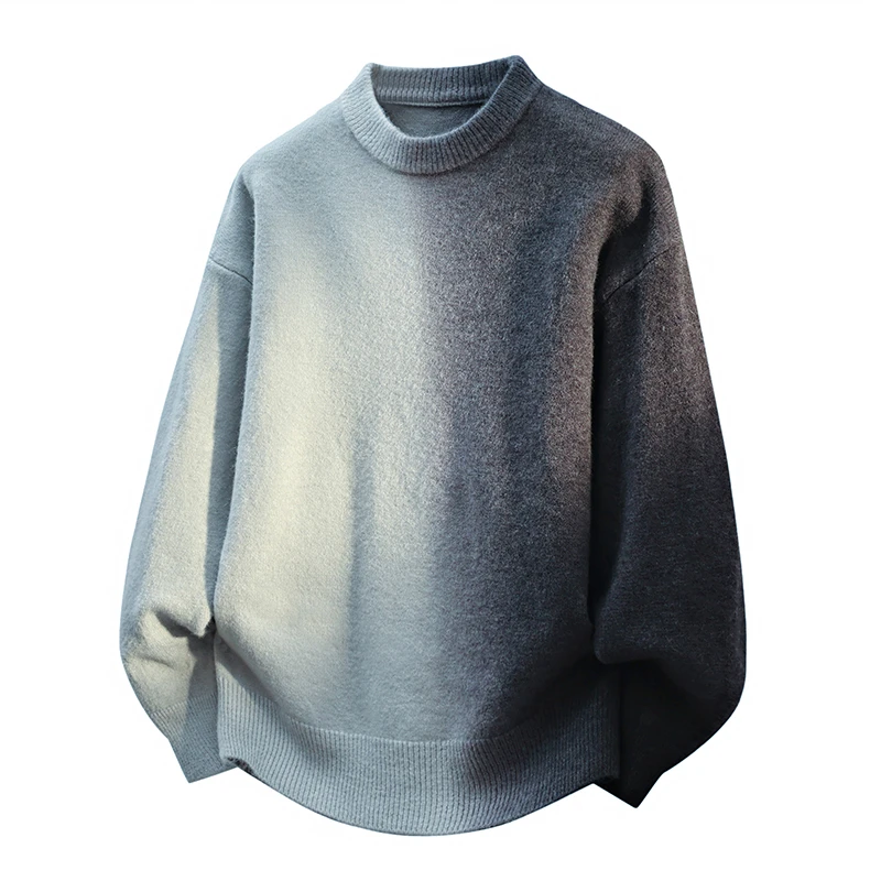 

Мужской повседневный свободный вязаный свитер с длинным рукавом и круглым вырезом, осенне-зимняя новинка, уличный стиль, простой топ для пар, полиэстер