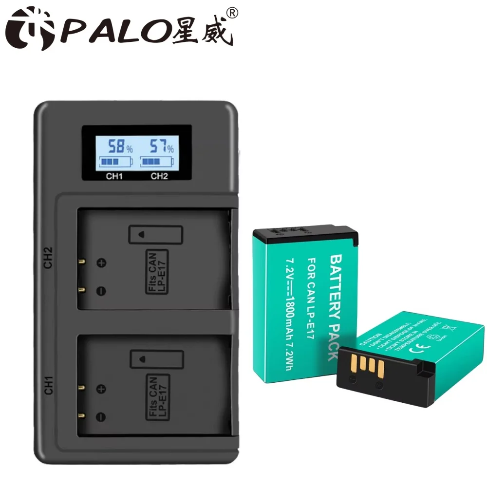 1800mAh LP-E17 Akku-Ladegerät-SET für Canon EOS 200 250D M3 M5 M6 750D 760D T6i T6s 800D 8000D 77D Kiss X8i mit 2-Slot-LCD-Akkuladegerät