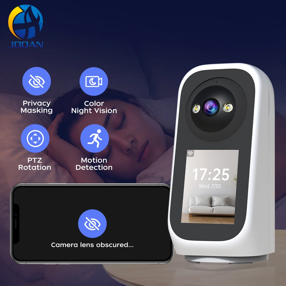 Caméra WIFI Jooan 5MP HD pour Surveillance Intérieure avec Écran, Appel à un Bouton, Suivi Automatique, Sécurité Domestique, Moniteur Bébé