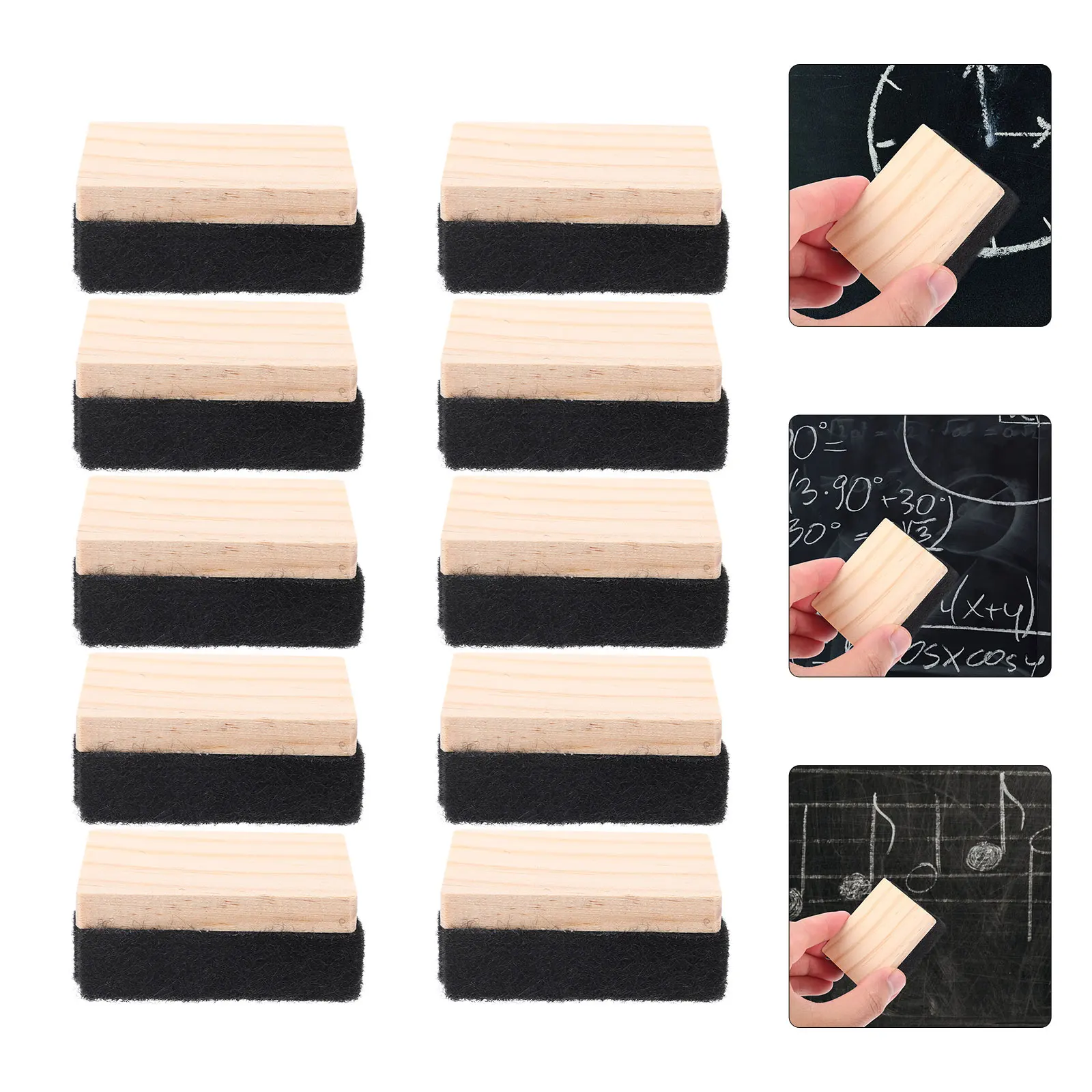 

12pcs Wooden Blackboard Eraser Mini Lightweight Dry Erase Office Teaching Chalkboard Whiteboard Dust Reduction Safe Material