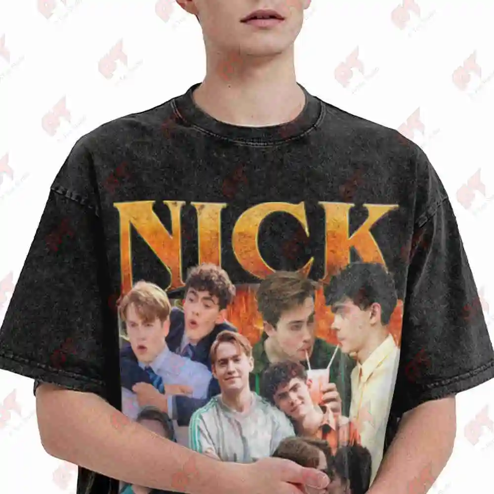 Nick And Charlie Heartstopper Vintage Washed Tee Pure Cotton T-Shirt