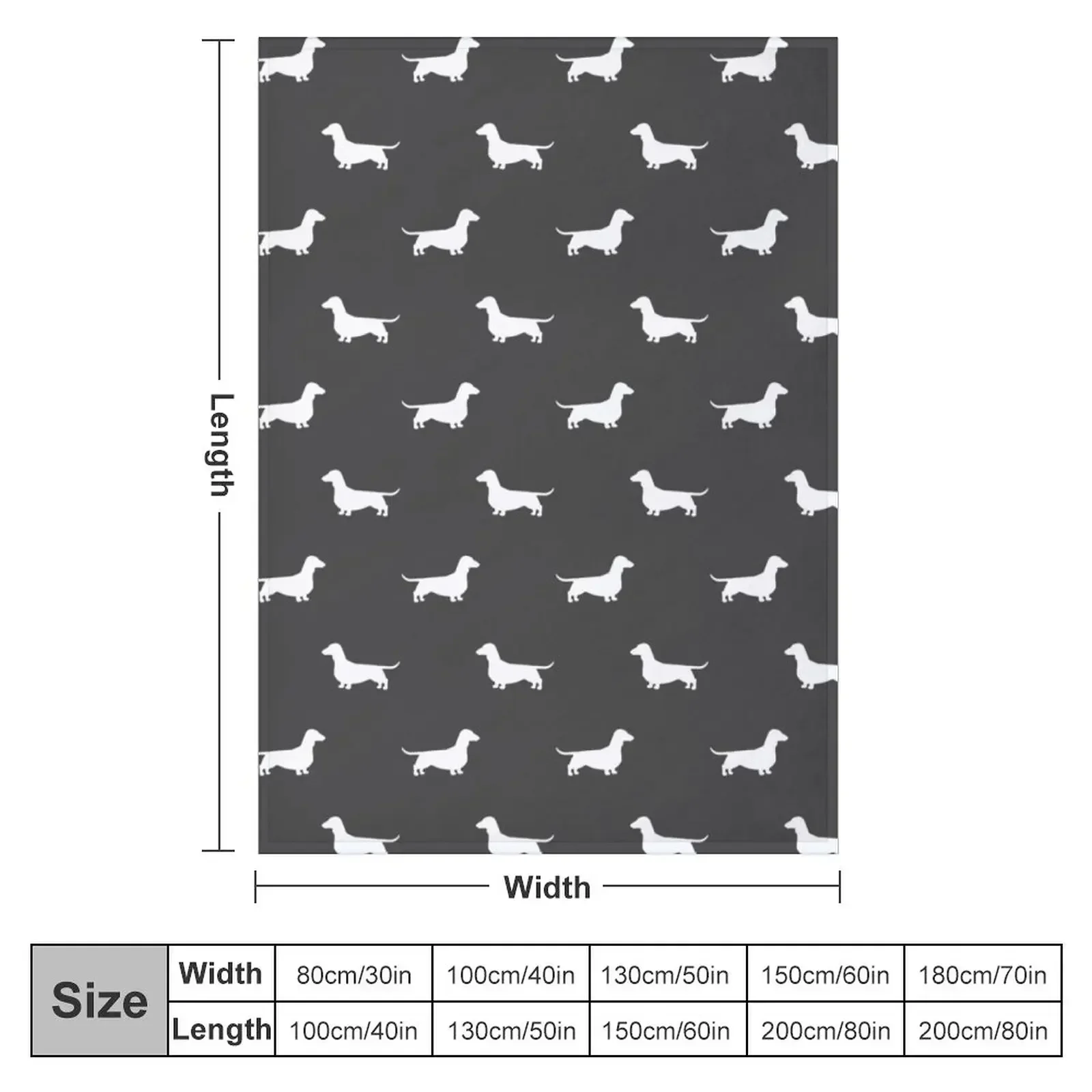 Dachshund Silhouette(s) | Wiener Dog | Smooth Coated Doxie Throw Blanket Custom Soft Summer Blankets