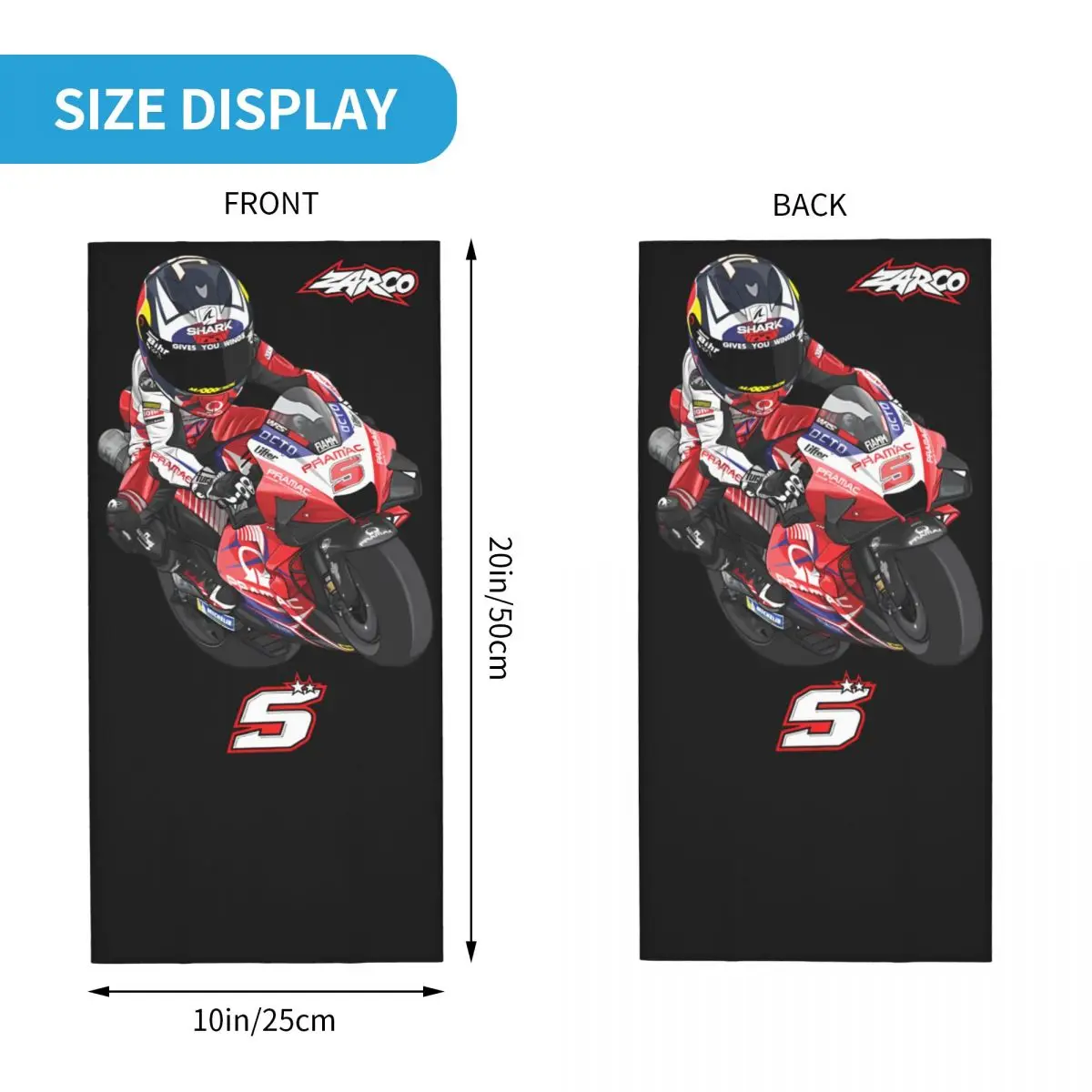 Silly Motocross Bandana Neck Cover Printed Johann Zarco 5 Face Scarf Balaclava Cycling Unisex Adult Washable