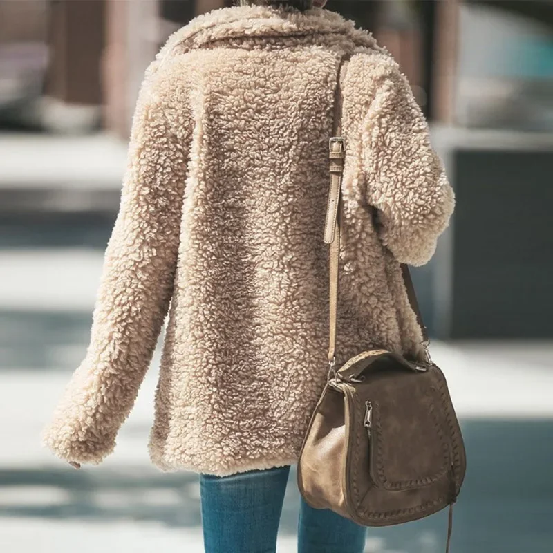 Turn Down Kraag Winterjas Voor Dames Lange Mouwen Effen Single Breasted Knopen Dames Jassen 2023 Winter Mode Nieuwe Jassen