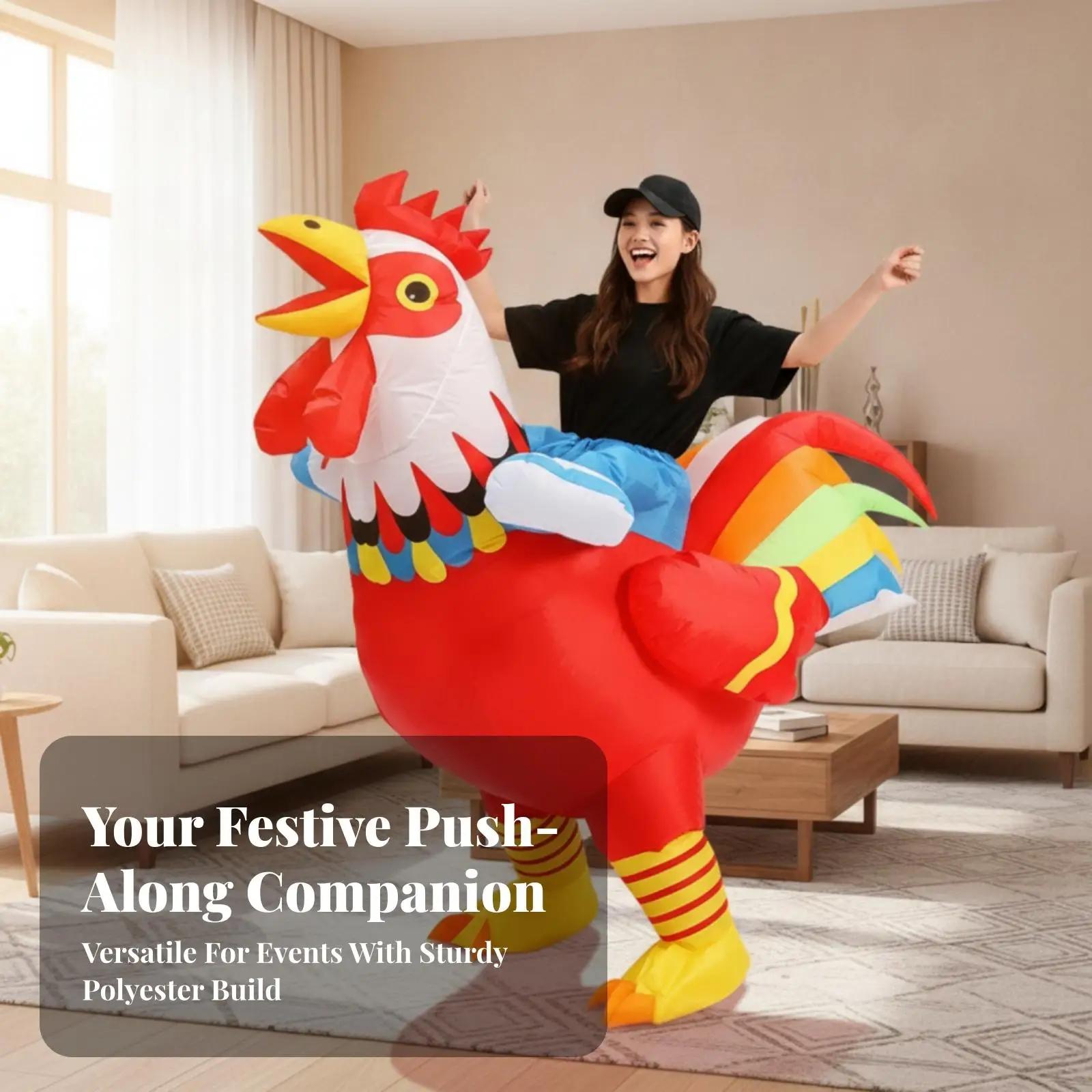 Illuminated Inflatable Rooster Outfit Polyester Dance Costume for Festival Celebration