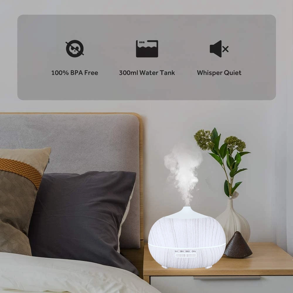 Difusores de óleo essencial 400ml, difusor de aroma ultrassônico, umidificador, névoa fria, desligamento automático sem água, luzes de 7 cores, plugue uk