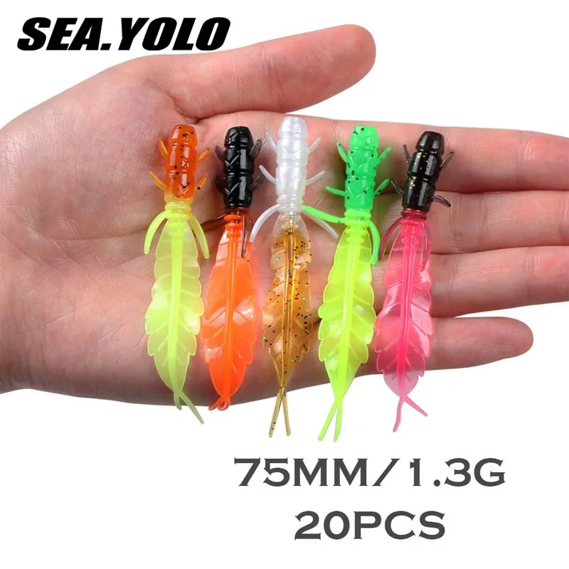 

Sea. Yolo 10pcs/bag of Soft Bait for Micro Object Lure Bait Root Fishing Dual Color Biomimetic Soft Insect Bait Fishing Tools