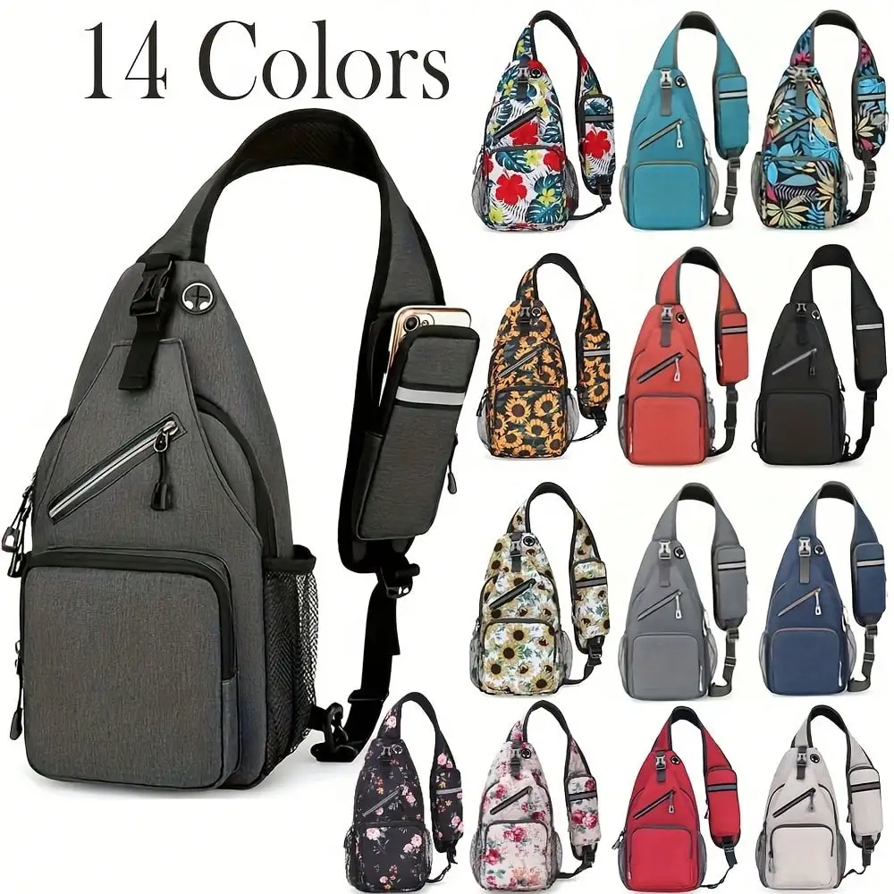 

Adjustable Crossbody Bag - Multi-Pocket Travel Hiking School Gift Bag
