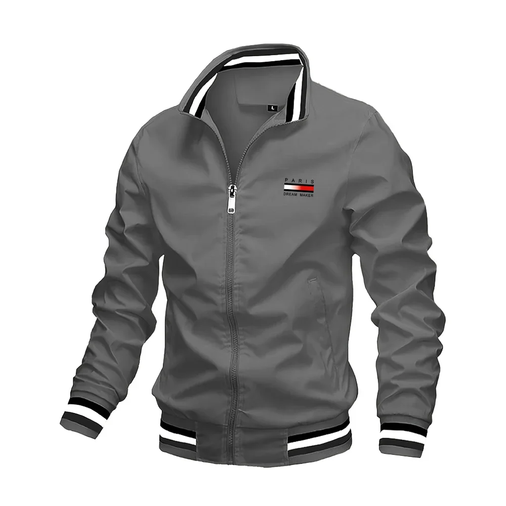 

Men's Jacket, Oversized Autumn Stand-up Collar Zipper Outdoor Overcoat, Baseball Jacket, Men's Top, Sun and Windproof Jacket