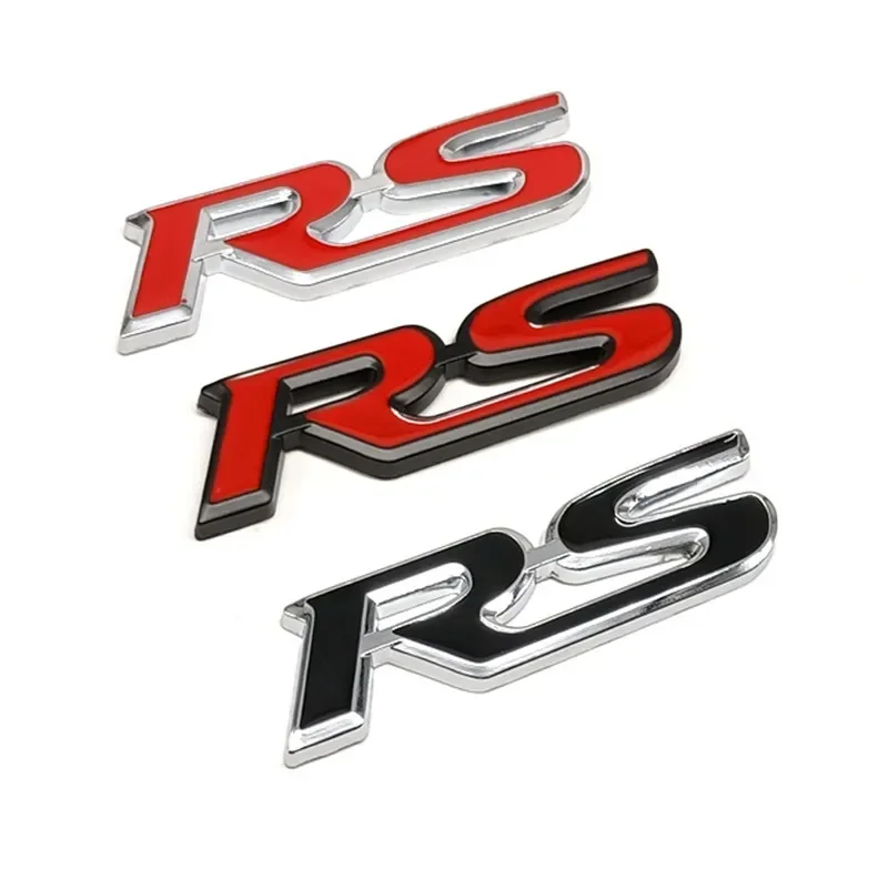 Durable 3D Metal RS Logo Emblem Badge Sticker for Compact Cars Front Grill Rear Trunk Enhanced Car Accessories and Styling