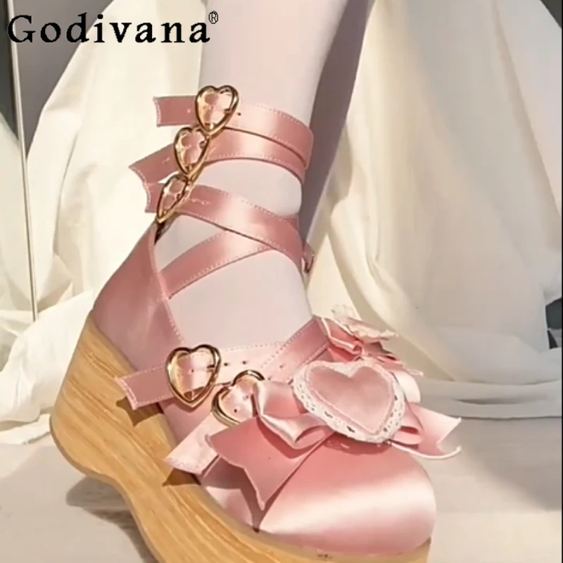 

Lolita Kawaii Platform Shoes Retro Princess Heights Increasing Shoes for Women Japanese Original Casual Chunky Heels Pumps