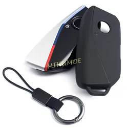 Matte Black Car Key Fob Case Cover Keychain Ring For BMW X1 iX1 iX XM X5 X6 X7 i7 740i U11 G09 G70 G05 G06 G07 2023 2024 2025