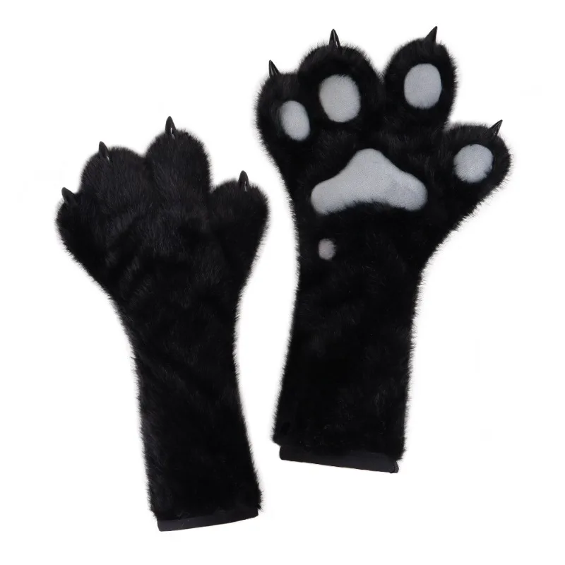 Fursuit Animal Claw Gloves for Girl Cosplay Furry Plush Paws Gloves Adult Halloween Party Dress Up Gloves Accessories