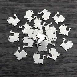 30pcs 11x12mm No Fade 316 Stainless Steel Cat Cute Charms Pendant for DIY Necklace Bracelet Craft Jewelry Making Findings