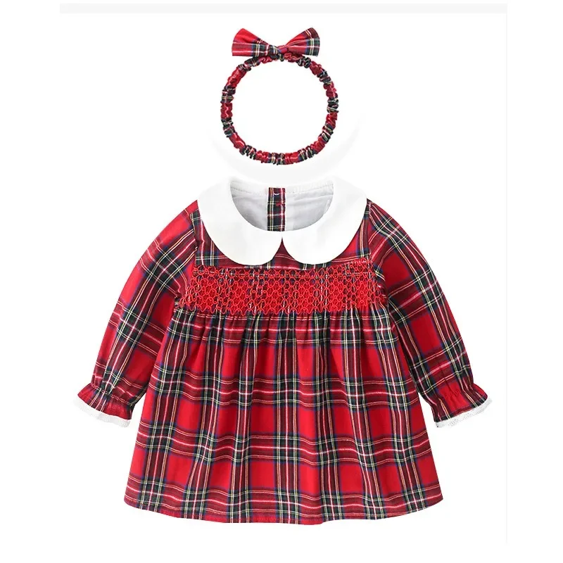 

2025 Elegant Plaid Dress for Girls Kids Vintage Stylish Dresses New Year Children Outdoor Clothes Girl's Frocks Party Clothes