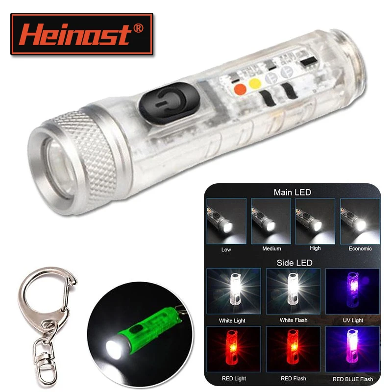 Super Bright Mini EDC LED Flashlight Portable Keychain Light Magnetic Torch USB Rechargeable Lamp Emergency Camping Lantern