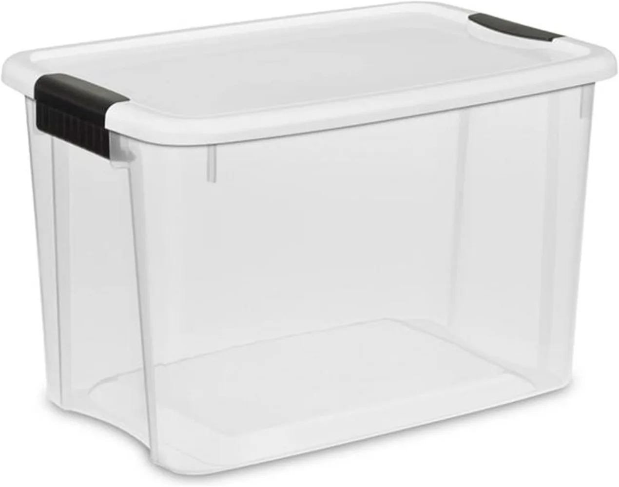 30 Qt Ultra Latch Box, Stackable Storage Bin with Lid, Plastic Container with Heavy Duty Latches to Organize, 6-Pack