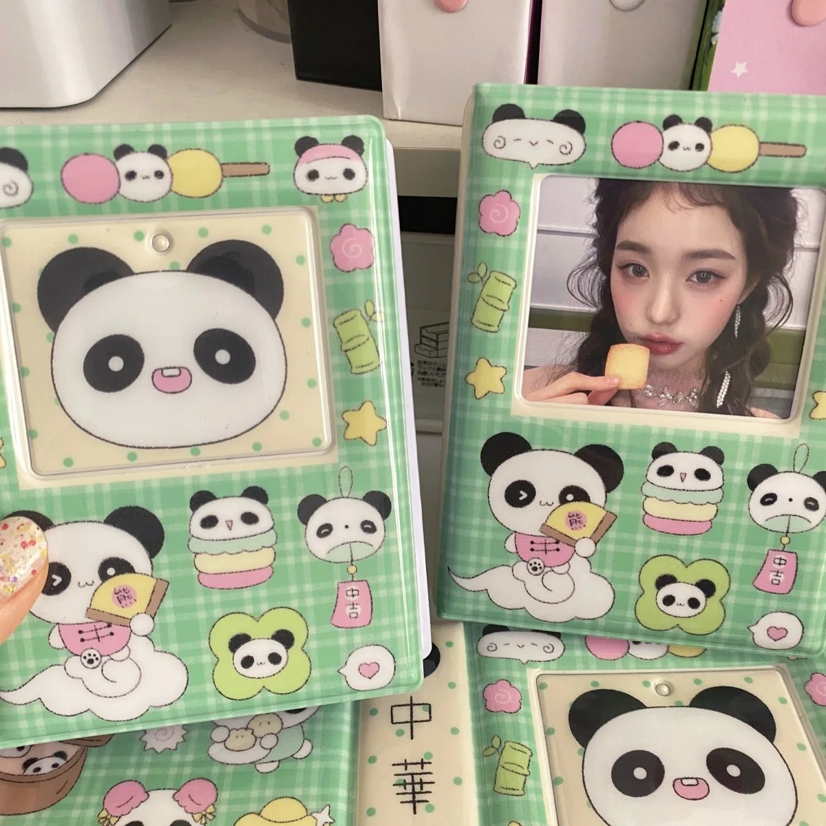 Green Chinese Panda 3-Inch Photocard Binder Star Collect Book Idol Plush Photo Card Holder Photocards Album