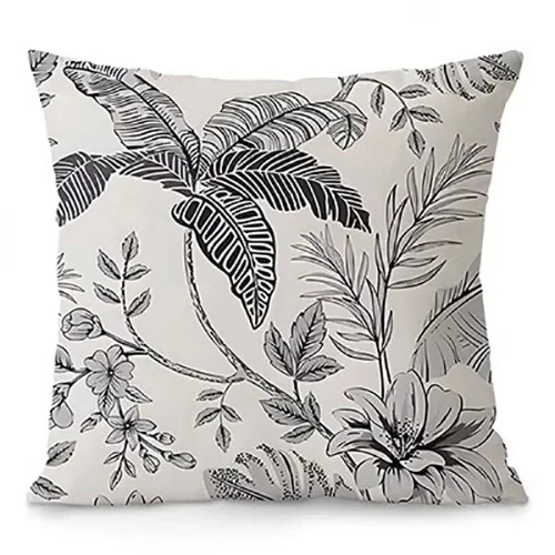 4pcs Black and White Floral Pillowcase PatternSuitable for sofa car bedroom decorative cushion cover pillow cover