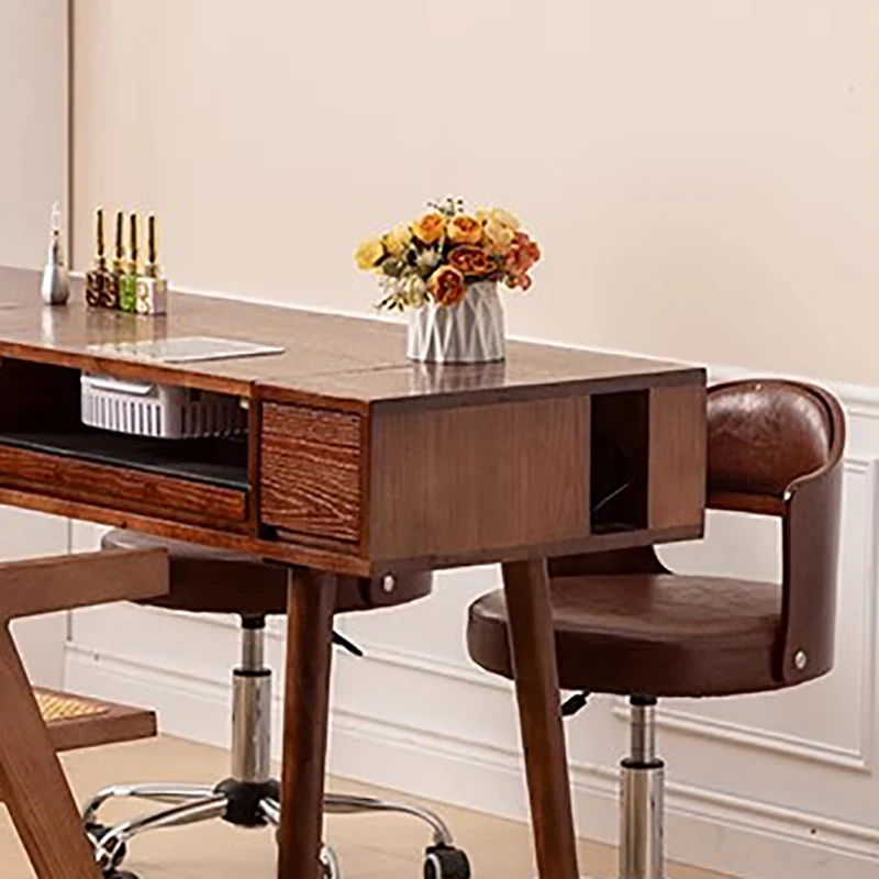 Vintage Mid Century เล็บตารางฝุ่นที่ไม่ซ้ํากันคลาสสิกภาษาฝรั่งเศสคําเล็บโต๊ะ Rustic Retro ตาราง Onglerie Saloon เฟอร์นิเจอร์