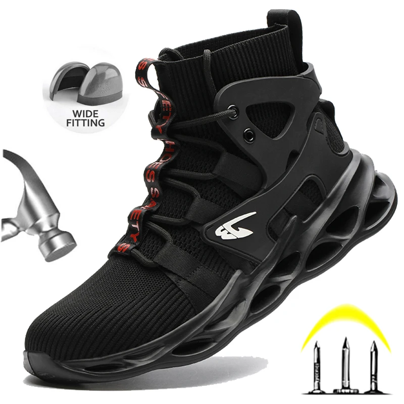 New Breathable Men Boots Anti-smash Work Sneakers Safety Shoes With Steel Toe Cap Indestructible Work Boots Hiking Shoes