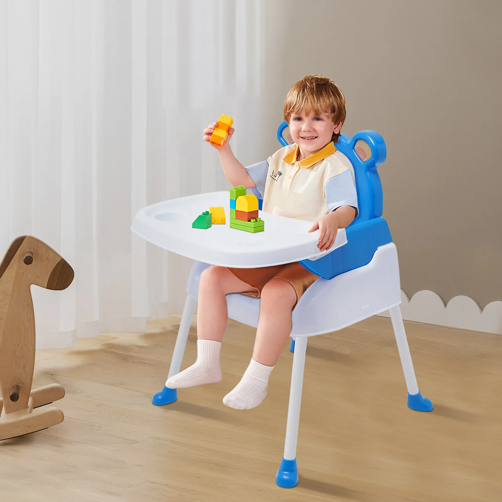 Safety Baby Highchair Durable Kids Dinning Chair Feeding Table and Chair PP Material & Anti-Tipping For Under 1.5 Years Old