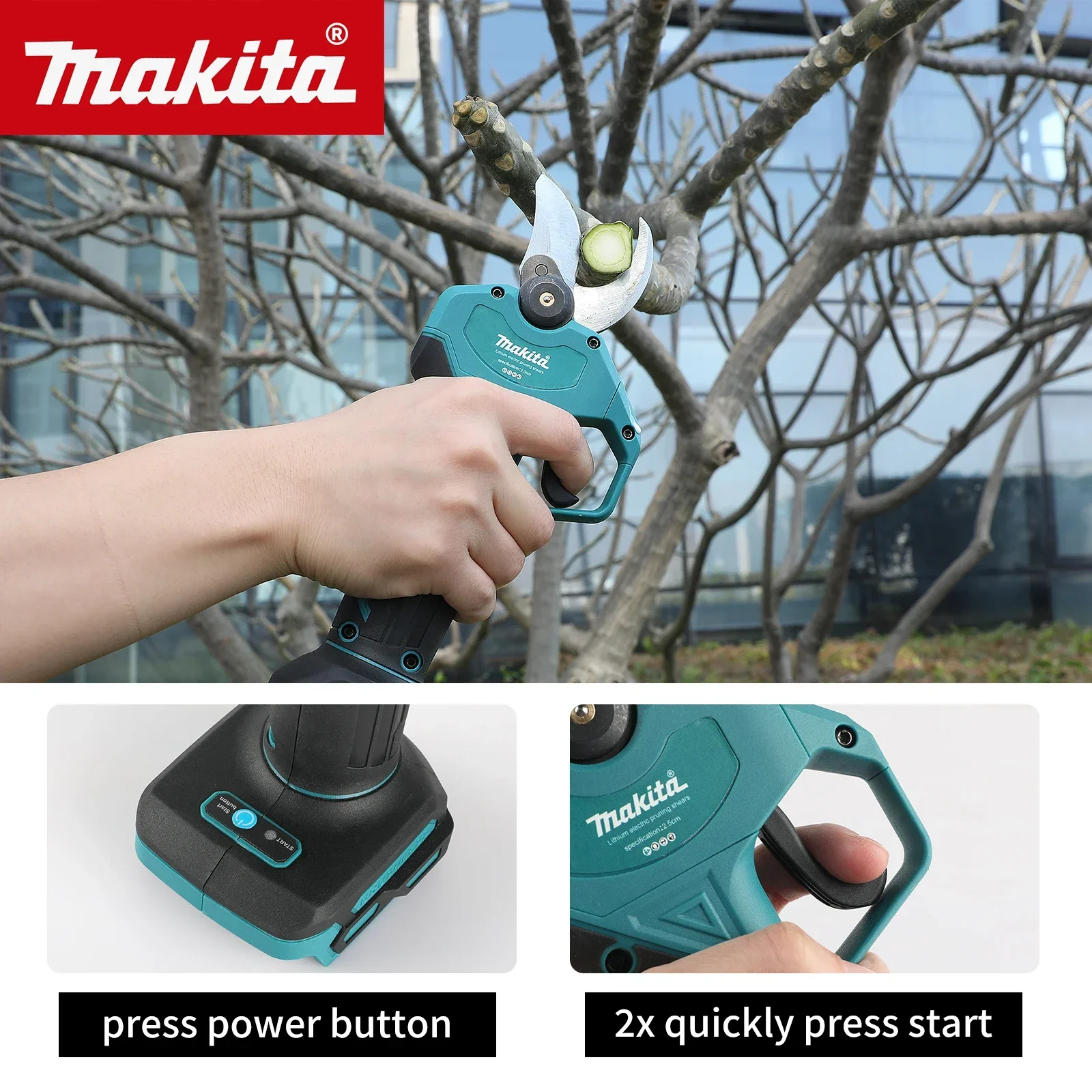 Tesouras de poda sem fio sem escova Makita 18V: a ferramenta ideal para aparar árvores frutíferas e galhos precisos e sem esforço no seu jardim