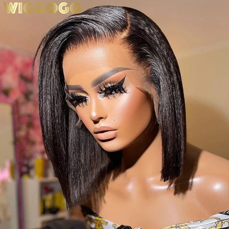 Wiggogo Short Bob Wig Lace Front Human Hair Wigs 13X4 Straight Lace Front Wigs Transparent Hd Lace Frontal Wig 4x4 Closure Wigs