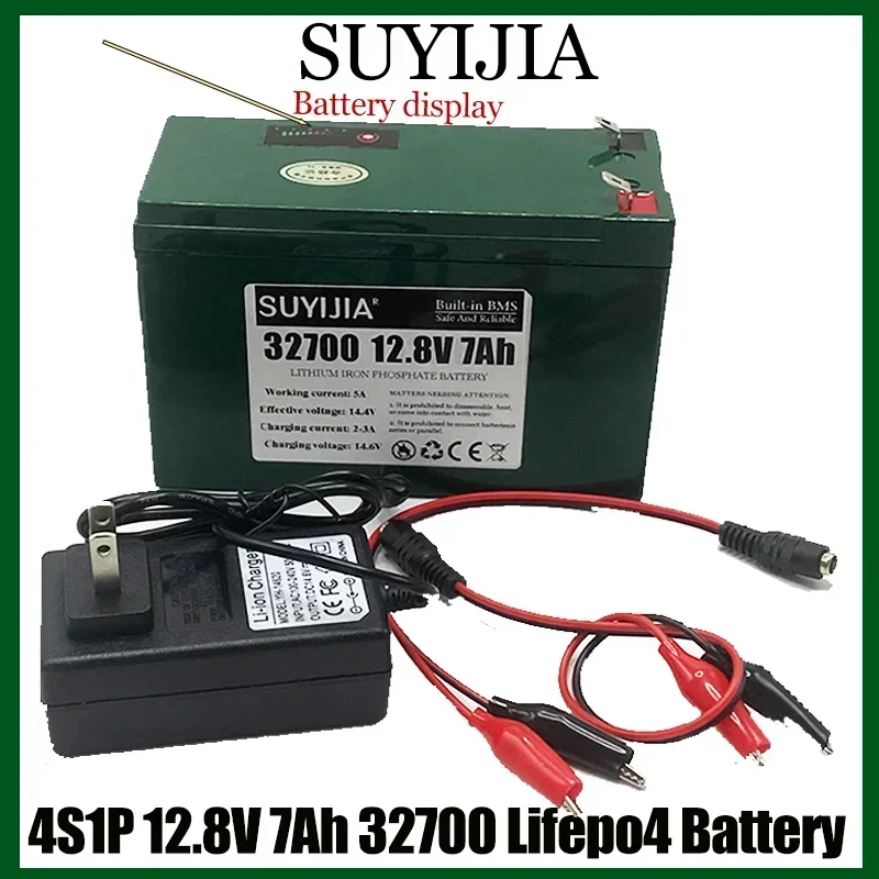 32700 4S1P 12.8V 7000mAh Battery Pack Rechargeable Lifepo4 Battery with 4S 7A Balanced BMS for Electric Model Cars Model Cars