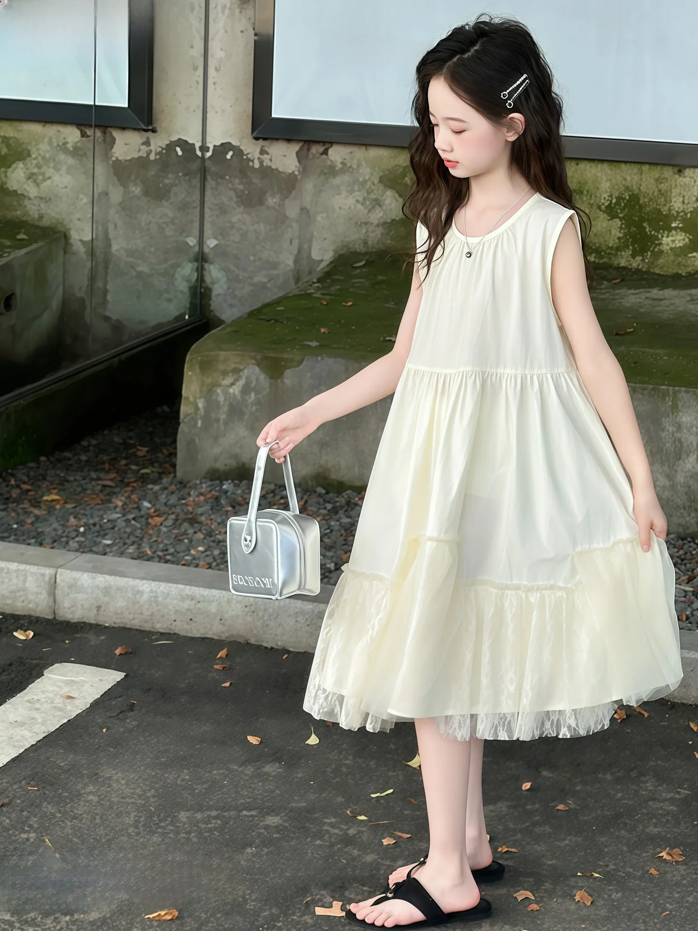 

Princ Sle Summer Dr Children's Clothing Girls' Vest Skirt 2 Years Old Kids Faionable Long Svel Outfit