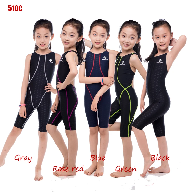 One Piece Children Swimsuit Swimwear Women Polster Sharkskin Bathing Suit Competition Swimming Swimsuits Racing Badpak Black