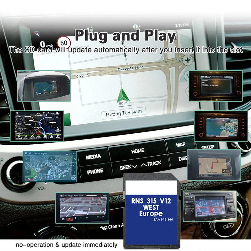 RNS315 WEST Europa SAT NAV Mapa de navegación Versión Tarjeta SD occidental para Bosch con película antivaho gratuita