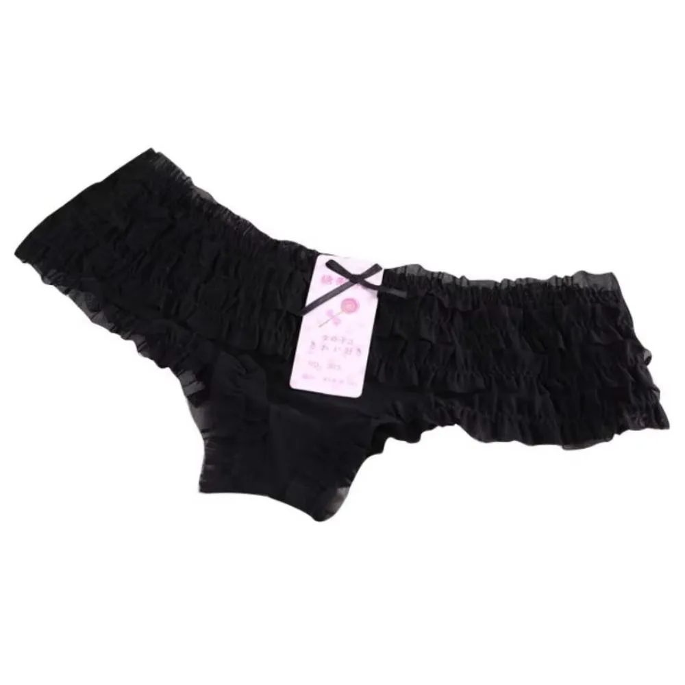 

Удобные милые женские трусики с кружевными оборками и бантом, сетчатые трусы с низкой талией и принтом в горошек, милое женское нижнее белье, подтягивающее ягодицы