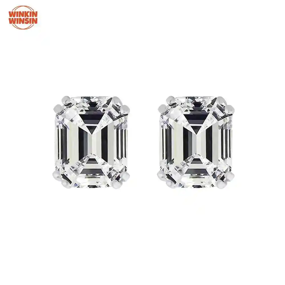 

Winkin Winsin 4ct Asscher Cut Rectangle Pagoda 8*10 High Carbon Diamond 925 Silver
