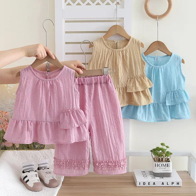 

New Summer Baby Girls Clothes Suit Children Sleeveless Vest Shorts 2Pcs/Sets Toddler Casual Sports Clothing Kids Tracksuits